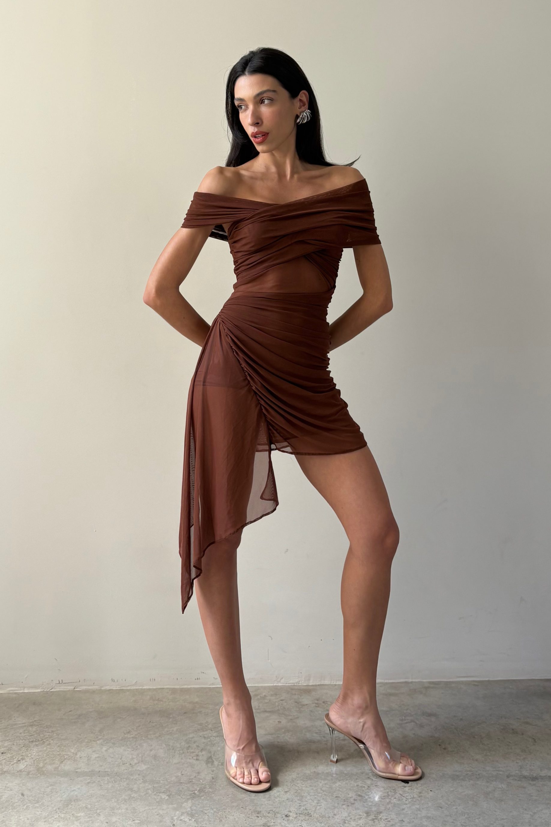 Vestido Tule Sky Marrom