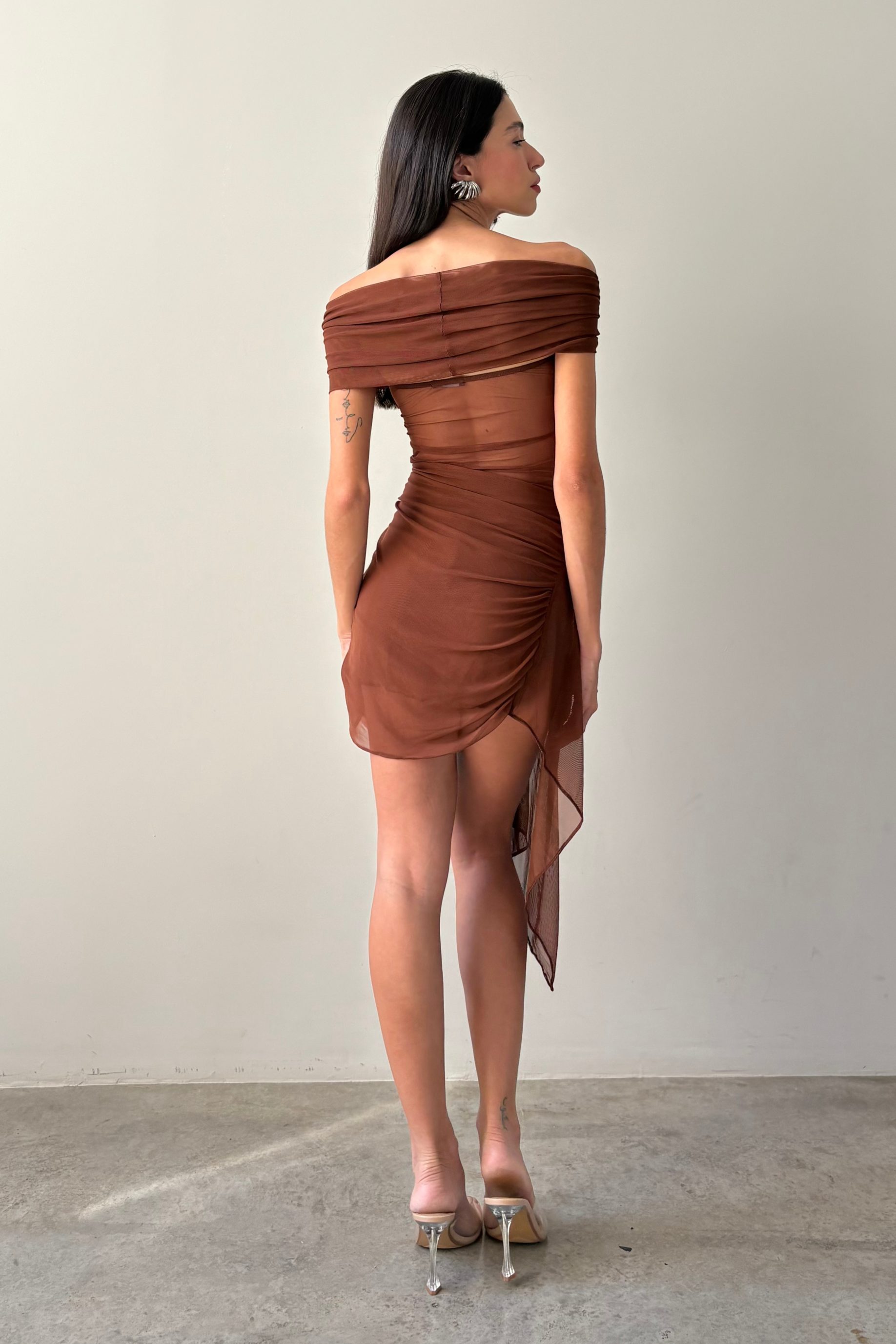 Vestido Tule Sky Marrom - Image 5