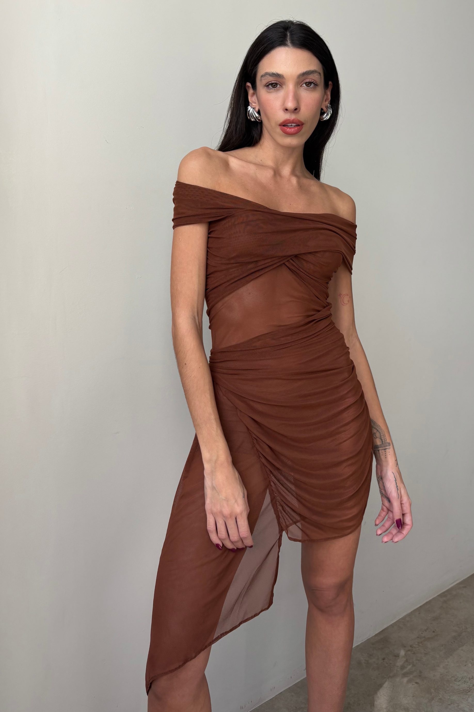 Vestido Tule Sky Marrom - Image 6