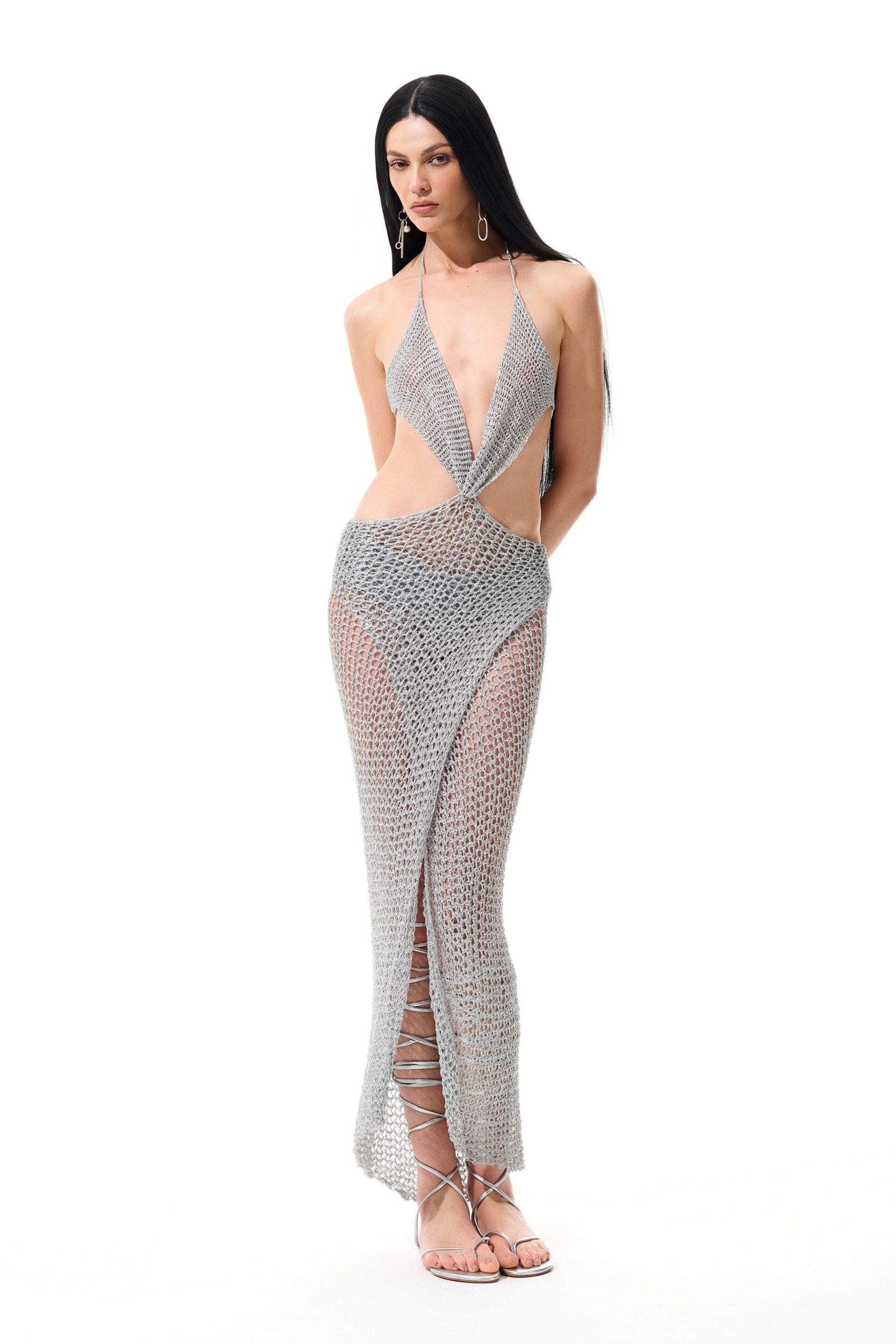 Vestido Crochê Prata